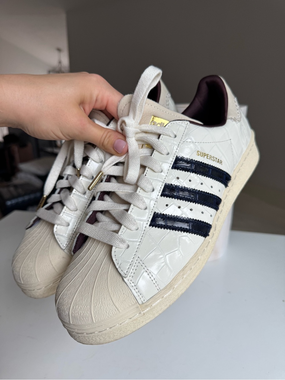 adidas Superstar Wales Bonner Croc White Navy Sneakers Size 13 - Picture 5 of 16